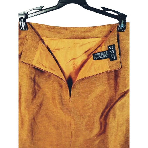 Liz Claiborne Skirt Women 6 Pencil Linen Blend Lined Zip Back Rust Office Siren - Picture 3 of 9